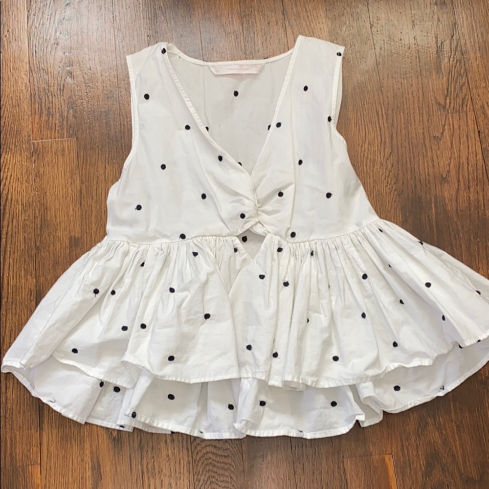 Zara Peplum Polka Dot Top